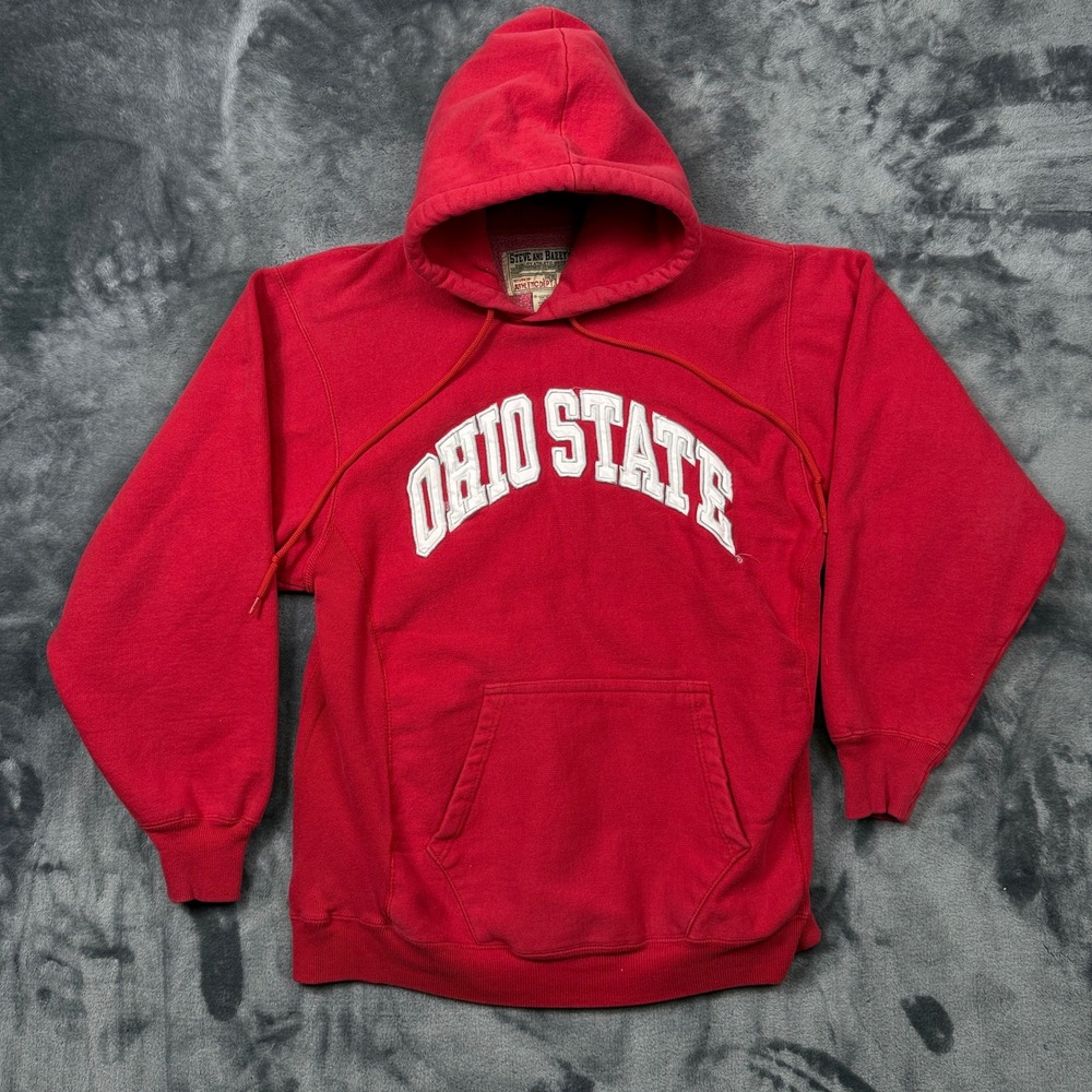 Steve and Barrys Hoodie Mens Medium Red Ohio State Buckeyes Reverse Weave Style